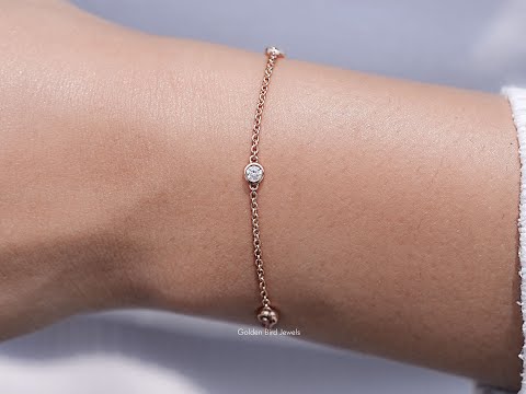 Bezel Set Round Cut Lab Diamond Station Bracelet