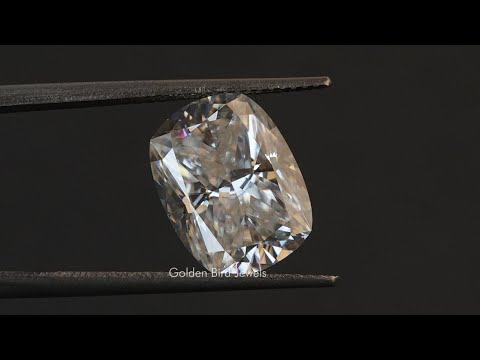 [YouTube Video Of Crushed Ice Cushion Cut Loose Moissanite]-[Golden Bird Jewels]