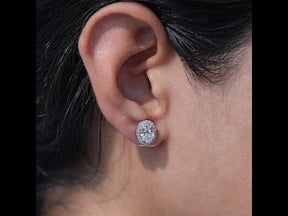 Youtube Video of Oval Cut Lab Diamond Halo Stud Earrings