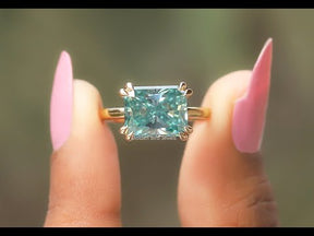 YouTube Video Of Blue Radiant Cut Moissanite Engagement Ring