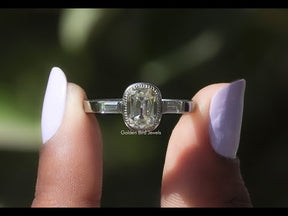 YouTube Video Of Old Mine Cushion Moissanite Three Stone Ring