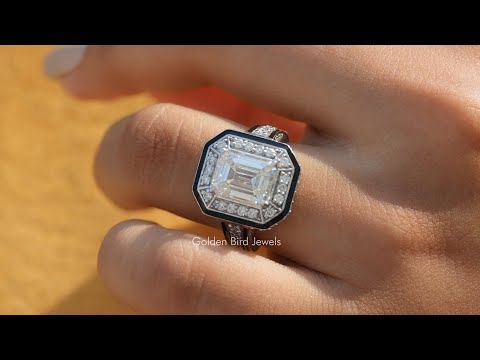[YouTube Video Of Emerald Cut Moissanite Engagement Ring]-[Golden Bird Jewels]