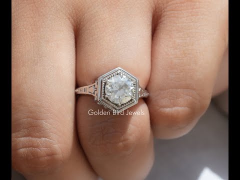 Old European Round Moissanite Solitaire Ring