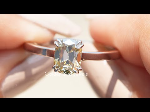 Old Mine Cut Cushion Moissanite Engagement Ring