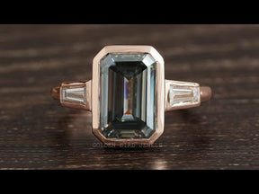 [YouTube Video Of Emerald Cut Moissanite Ring]-[Golden Bird Jewels]