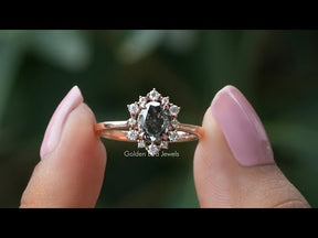 [YouTube Video Of Gray Oval Cut Halo Engagement Ring]-[Golden Bird Jewels]