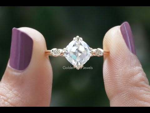[YouTube Video Of Old Mine Cushion Cut Accent Stone Ring]-[Golden Bird Jewels]
