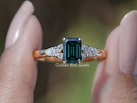 You tube Video Of Green Emerald cut engagement ring 