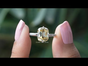 [YouTube Video Of Old Mine Cushion Cut Moissanite Accent Stone Ring]-[Golden Bird Jewels]