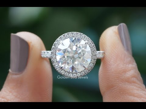 [YouTube Video Of Round Cut Moissanite Halo Ring]-[Golden Bird Jewels]