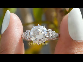 [YouTube Video Of Old European Round Cut Accent Stone Moissanite Ring-[Golden Bird Jewels]