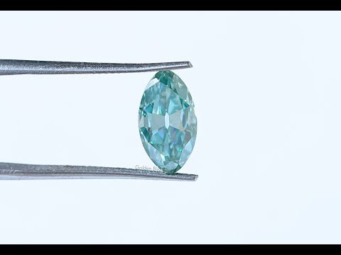 YouTube Video Of Cyan Blue Moval Cut Loose Moissanite