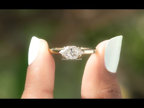 Dutch Marquise Moissanite East To West Set Solitaire Ring