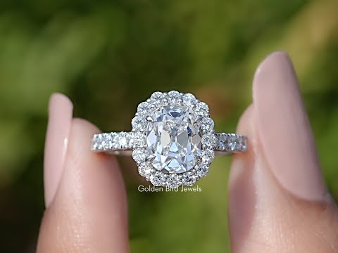 Old Mine Cushion Cut Lab Diamond Halo Ring