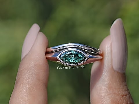 You tube Video Of Green Marquise Bezel Set Moissanite Ring