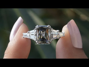 [YouTube Video Of Double Prongs Grey Criss Engagement Ring]-[Golden Bird Jewels]