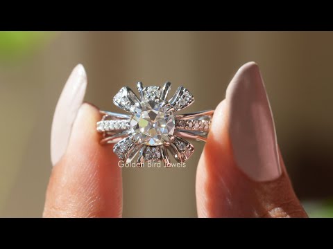 [YouTube Video Of Old Mine  Cushion Cut Moissanite Ring]-[Golden Bird Jewels]
