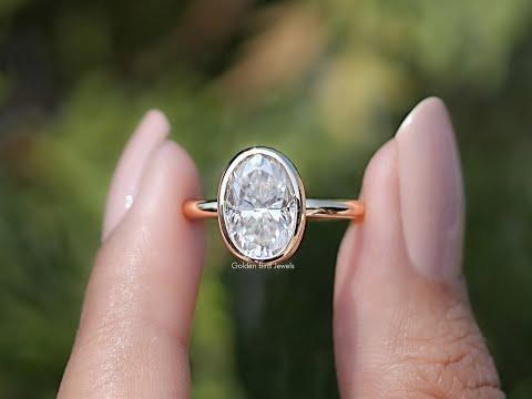 Bezel Set Oval Moissanite Engagement Ring