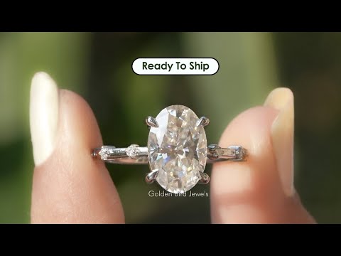 [YouTube Video Of Crushed Ice Oval And Round Cut Moissanite Ring]-[Golden Bird Jewels]