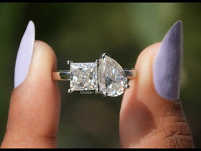 YouTube Video Of Pear And Princess Cut Toi Et Moi Ring