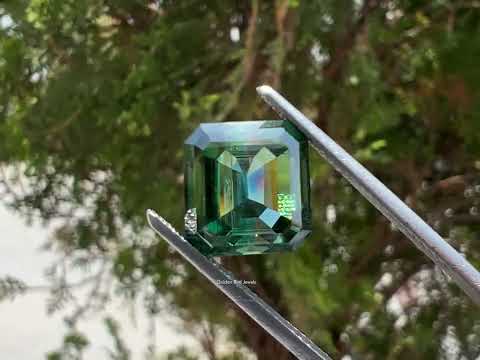 Green Emerald Cut Loose Moissanite