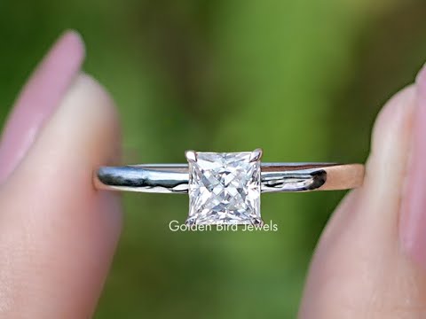 You tube Video of halo stone engagement ring with Princess Cut Moissanite