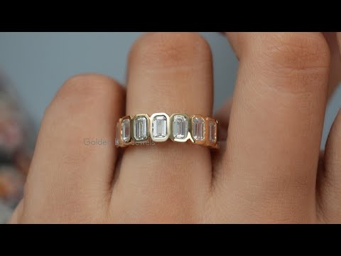 [YouTube Video Of Emerald Cut Moissanite Eternity Band]-[Golden Bird Jewels]