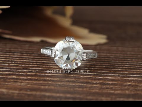 OEC Round Cut Vintage Moissanite Engagement Ring