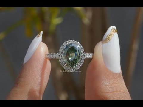 [YouTube Video Of Step Cut Oval Halo Moissanite Ring]-[Golden Bird Jewels]