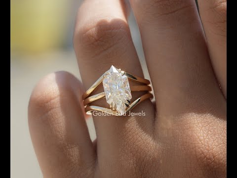 [Moissanite Dutch Marquise Cut Ring Set]-[Golden Bird Jewels]