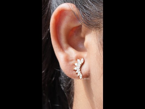 [YouTube Video Of Marquise Cut Colorless Moissanite Stud Earrings]-[Golden Bird Jewels]