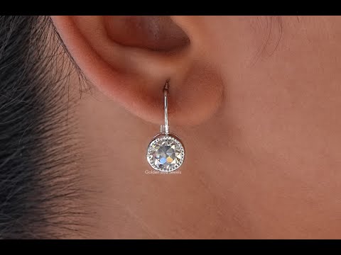 [Youtube Video Of Old European Round Cut Moissanite Dangle Drop Earrings]-[Golden Bird Jewels]