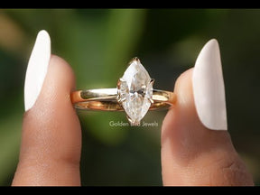 Marquise Cut Solitaire Moissanite Engagement Ring