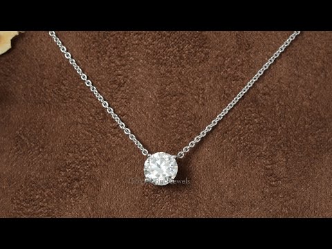 [YouTube Video Of Round Cut Moissanite Solitaire Pendant]-[Golden Bird Jewels]