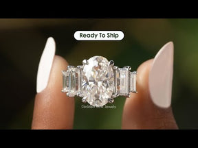 [YouTube Video Of Oval And Baguette Cut Missanite Five Stone Ring]-[Golden Bird Jewels]