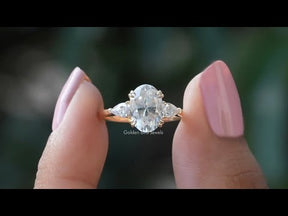 [YouTube Video Of Oval Cut Moissanite 3 Stone Engagement Ring]-[Golden Bird Jewels]