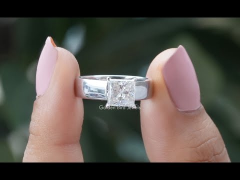 Colorless Princess Cut Moissanite Solitaire Ring
