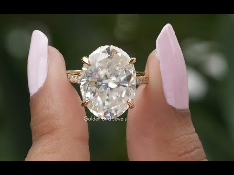 [YouTube Video Of Oval Cut Hidden Halo Moissanite Ring]-[Golden Bird Jewels]