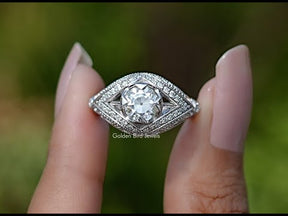 Vidio view of OEC Moissanite  engagement ring  