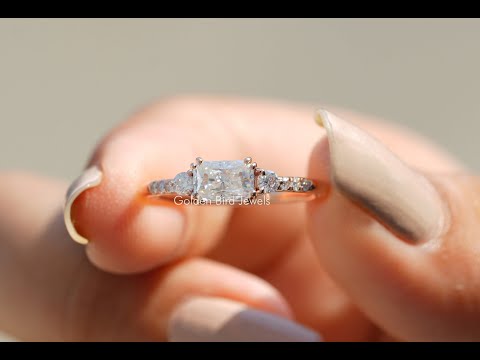 [YouTube Video Of Three Stone Radiant Cut Moissanite Engagement Ring]-[Golden Bird Jewels]