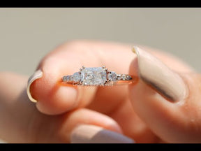 YouTube Video Of Three Stone Radiant Cut Moissanite Engagement Ring