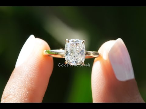 [YouTube Video Of Cushion Cut Moissanite Engagement Ring]-[Golden Bird Jewels]
