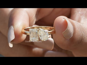 [YouTube Video Of Old Mine Pear and Criss Cut Moissanite Ring]-[Golden Bird Jewels]