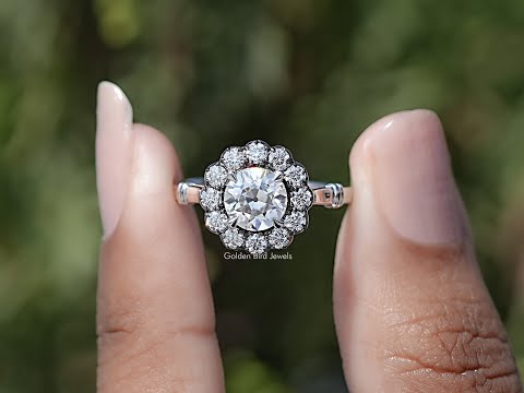 You tube Video of Old European Cut Round Moissanite Halo Ring