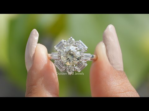 [YouTube Video Of Old European Cut Round  Moissanite Engagement Ring]-[Golden Bird Jewels]