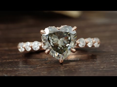 [YouTube Video Of Heart Cut Moissanite Engagement Ring]-[Golden Bird Jewels]