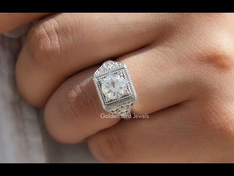 [YouTube Video Of Old European Round Cut Moissanite Vintage Ring]-[Golden Bird Jewels]
