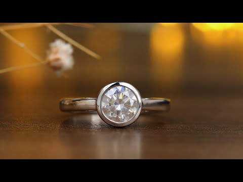 [YouTube Video Of Round Cut Moissanite Bezel Set Engagement Ring]-[Golden bird Jewels]