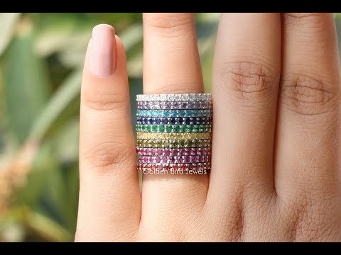 YouTube Video Of Round Cut Gemstone Multicolor Half Eternity Band 