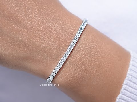 Emerald Cut Lab Diamond Tennis Bracelet
